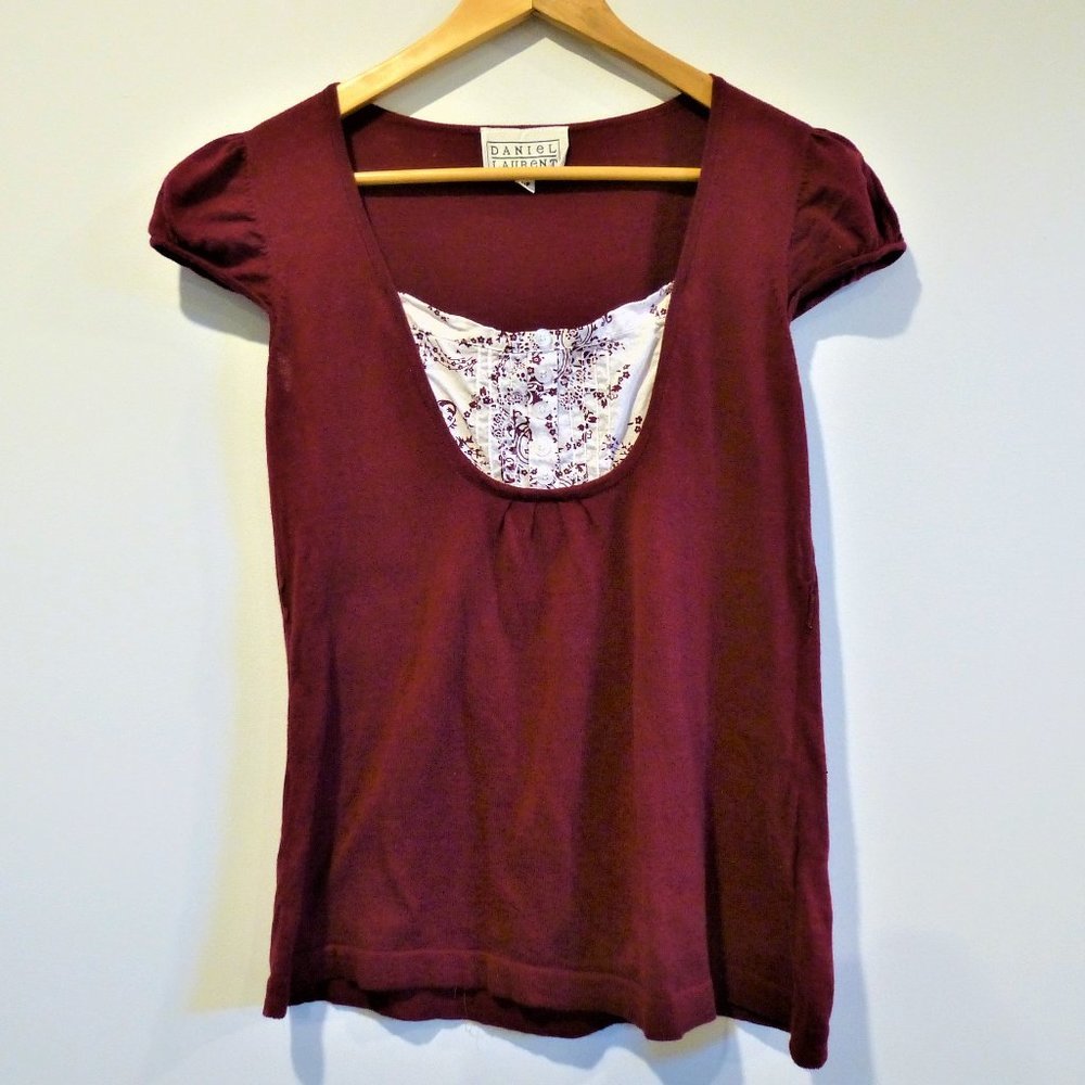 Vintage Y2K Daniel Laurent maroon cap sleeve top